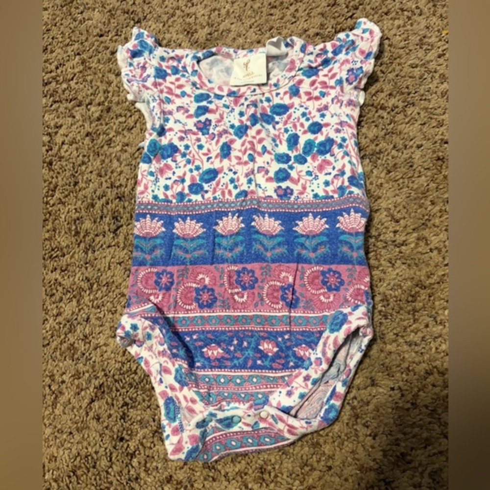 Spell Blue and Pink Floral Baby Onesie 6-12m folktown